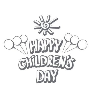 1 Haziran uluslararası çocuk günü simgesi veya etiketi beyaz arkaplanda izole edildi. Mutlu Çocuklar Günü tebrik kartı. Çocuklar günü posteri. Çocuk gündüz afişi