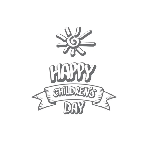 1 Junho internacional infantil ícone do dia ou rótulo isolado no fundo branco. feliz Crianças dia cartão de saudação. cartaz do dia das crianças. Banner do dia das crianças — Vetor de Stock