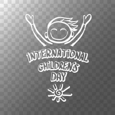 1 Haziran Uluslararası Çocuk Günü karikatür simgesi şeffaf arkaplanda izole edildi. Mutlu Çocuklar Günü tebrik kartı. Çizgi film çocuklarının gündüz posteri. Çocuk gündüz afişi