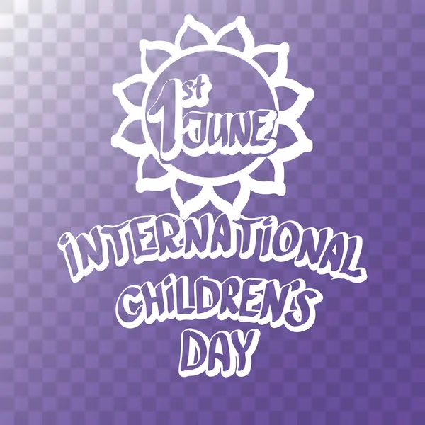 1 juni internationaler kindertag cartoon-symbol isoliert auf transparentem hintergrund. Glückliche Glückwunschkarte zum Kindertag. Cartoon Kindertag Plakat. Banner zum Kindertag — Stockvektor