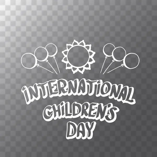 1 Haziran Uluslararası Çocuk Günü karikatür simgesi şeffaf arkaplanda izole edildi. Mutlu Çocuklar Günü tebrik kartı. Çizgi film çocuklarının gündüz posteri. Çocuk gündüz afişi — Stok Vektör