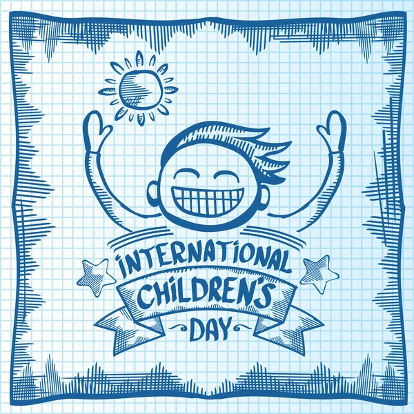 1. Juni Internationaler Kindertag Cartoon-Doodle-Stil Banner Hintergrund. fröhlicher Kindertagsgruß, Symbol oder Etikett. Cartoon Kindertag Plakat. Handgezeichnete Banner für den Kindertag — Stockvektor
