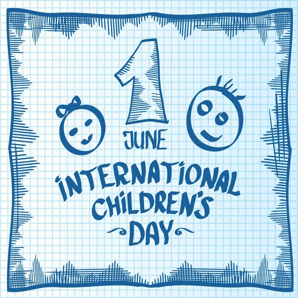 1. Juni Internationaler Kindertag Cartoon-Doodle-Stil Banner Hintergrund. fröhlicher Kindertagsgruß, Symbol oder Etikett. Cartoon Kindertag Plakat. Handgezeichnete Banner für den Kindertag — Stockvektor