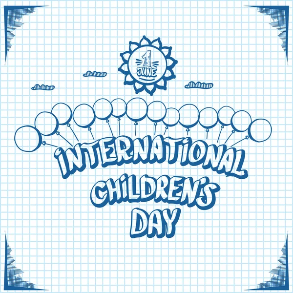 1. Juni Internationaler Kindertag Cartoon-Doodle-Stil Banner Hintergrund. fröhlicher Kindertagsgruß, Symbol oder Etikett. Cartoon Kindertag Plakat. Handgezeichnete Banner für den Kindertag — Stockvektor