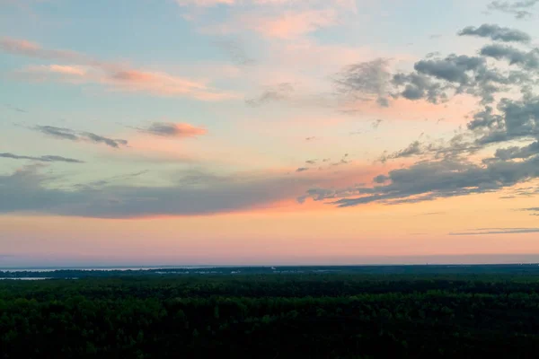 Niesamowity Zachód Słońca Nad Mglistym Krajobrazem Widok Mgliste Poranne Niebo — Zdjęcie stockowe