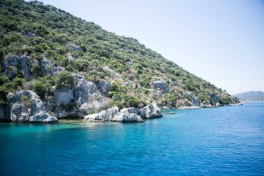 Kekova batık şehir deniz görünümünden Uchagiz Körfezi