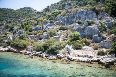 Kekova batık şehir deniz görünümünden Uchagiz Körfezi