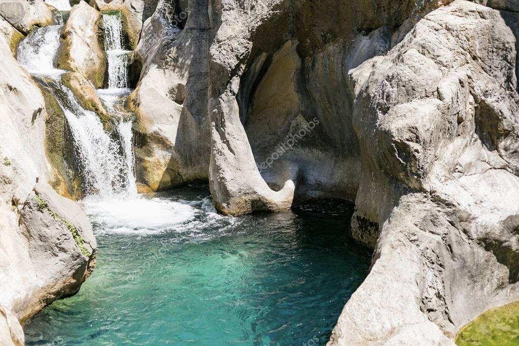 waterfall and natural pools in Sapadere canyon