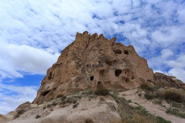 Kapadokya Uchhisar Kalesi'nin üst kısmı 