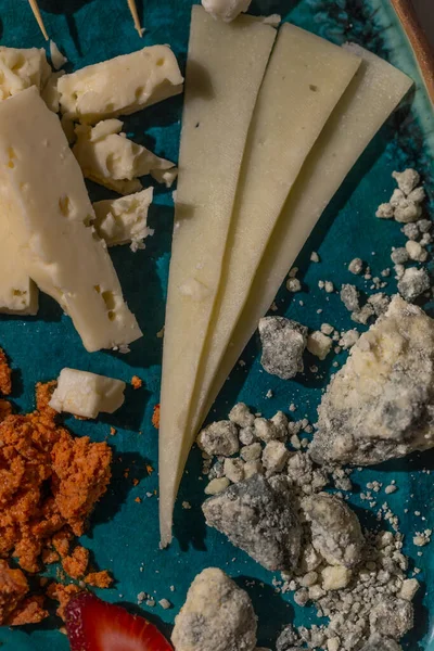 Closeup image of Turkish cheese platter with variety of cheese — Stock Photo, Image