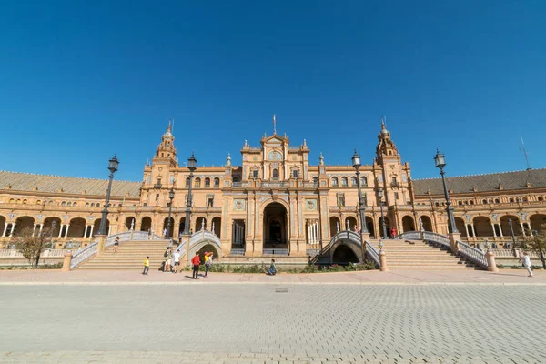 Photo Front Main Building Plaza Espana Seville Spain — Stock Photo, Image