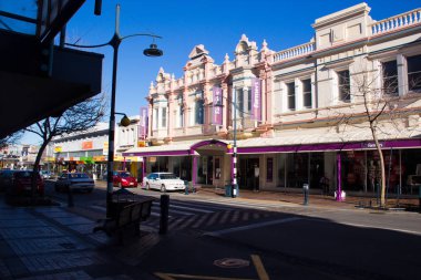 Timaru, Yeni Zelanda, 04 Haziran 2017: sokak Dükkanı bina ile