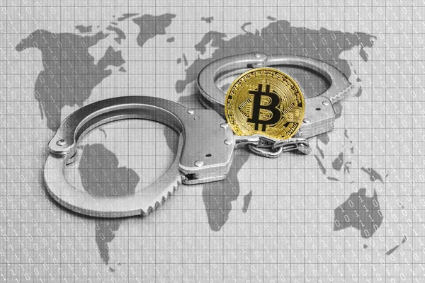 Cryptocurrency, blockchain ve bitcoin kavramı. Dünya çoğu kişiyi rehin tarafından Bit sikke.