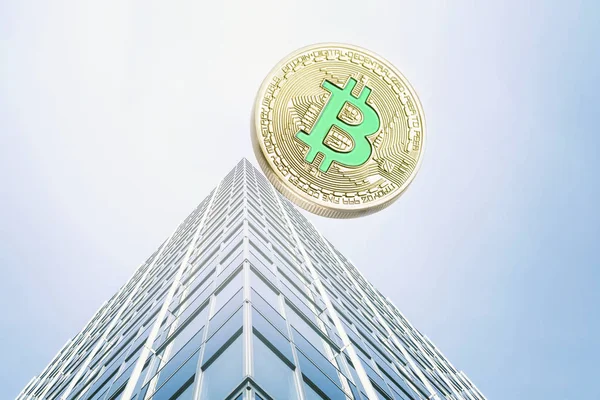 Bitcoin aşağı düşen bir balon olduğunu. Cryptocurrency kavramı.