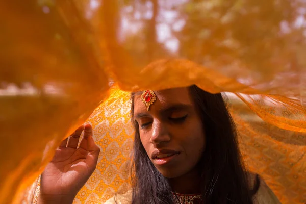 Jovem bela mulher indiana tradicional — Fotografia de Stock