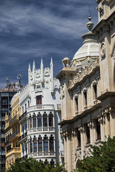 Valencia (Spain), exterior of historic buildings in the plaza del Ayuntamiento