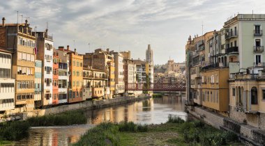 Girona (Catalunya, Spain) houses along the river clipart