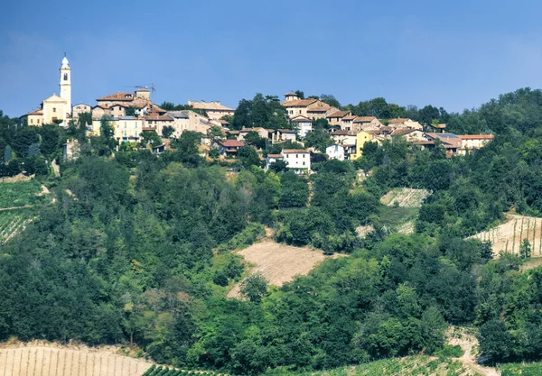 Oltrepo 设施 （意大利），在夏天的乡村景观 — 图库照片