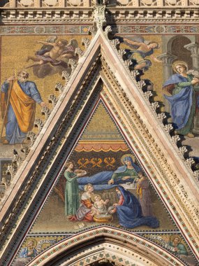 Orvieto (Umbria, İtalya), cephe Ortaçağ Katedrali veya Du