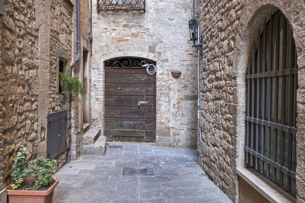 Historic buildings of Todi, Perugia, Umbria, Italy, typical street