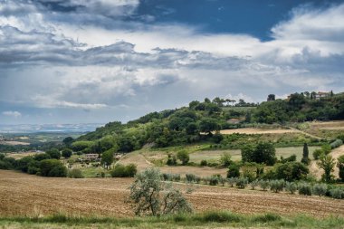 Chianciano ve Montepulciano yakınındaki yaz manzara