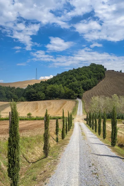 Tuscany: de weg naar Torre een Castello — Stockfoto