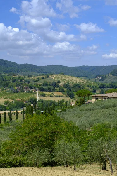 Krajobraz w pobliżu San Gimignano (Toskania) — Zdjęcie stockowe