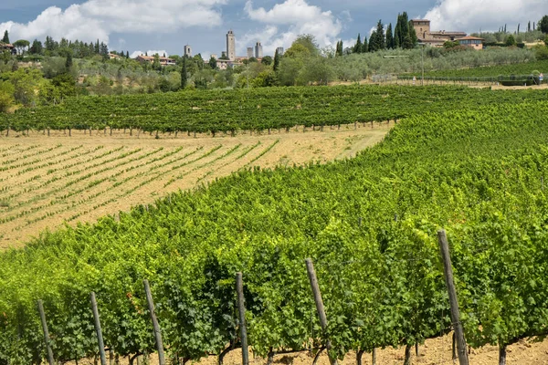 Krajobraz w pobliżu San Gimignano (Toskania) — Zdjęcie stockowe