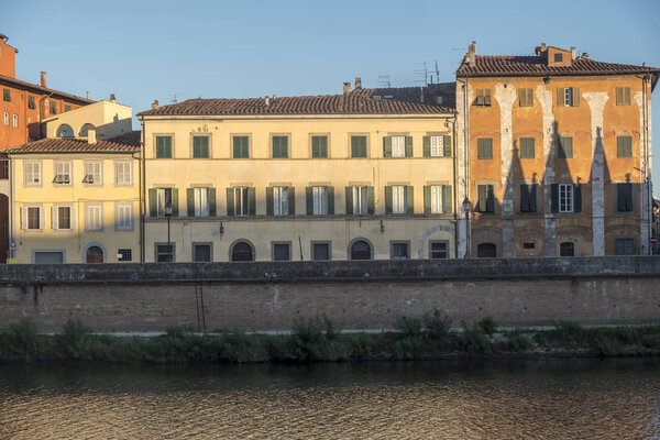 Pisa, historic buildings along the Arno river