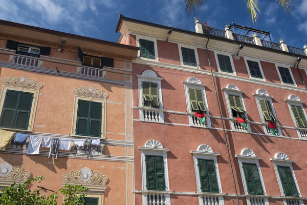 Lerici, La Spezia, Liguria, Italy: the historic colorful houses and the harbor