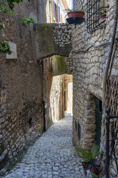 Sermoneta, Latina, Lazio, Italy: typical street of the historic town.