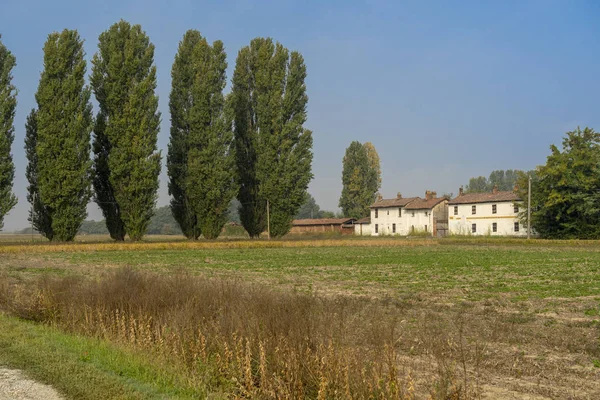 Krajobraz wiejski w pobliżu Belgioioso, Pawia, Włochy — Zdjęcie stockowe