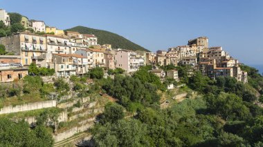 Pisciotta 'nın panoramik manzarası, Güney İtalya