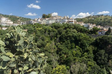 Güney Calabria 'daki tarihi köy Luzzi' nin panoramik manzarası 