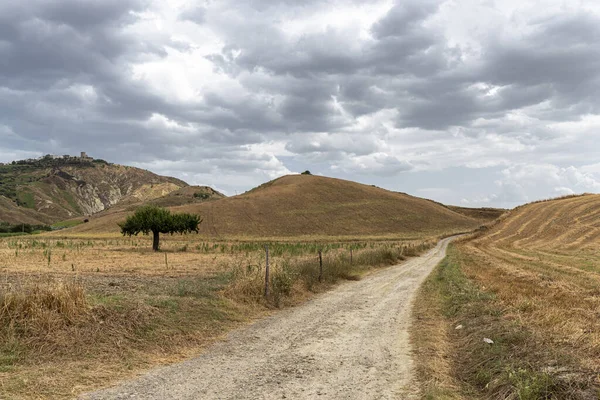Krajobraz wiejski w prowincji Matera latem — Zdjęcie stockowe