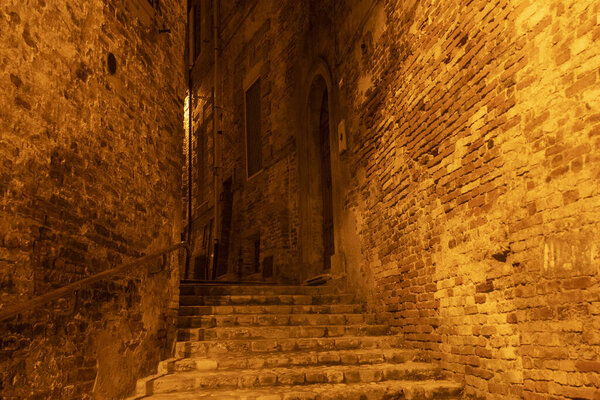 Ripatransone, Ascoli Piceno, Marches, Italy: typical street of the historic town at evening