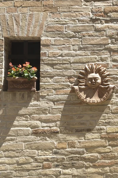 Monte Giberto Fermo Marches Italy Medieval Village Typical Building Potted — Stock Photo, Image