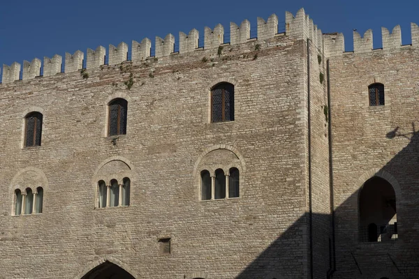 Fabriano Ancona Marche Włochy Zewnętrzne Części Zabytkowych Budynków Główny Plac — Zdjęcie stockowe
