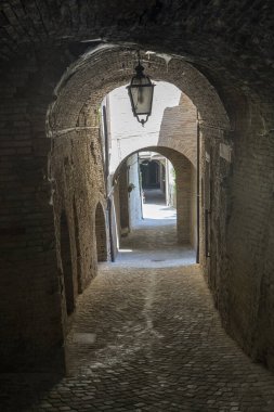 Treia, Macerata, Marches, Italy: a street of the historic town