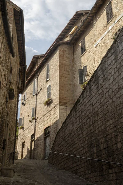 Gubbio Perugia Umbria Włochy Zabytkowe Budynki Średniowiecznego Miasta — Zdjęcie stockowe