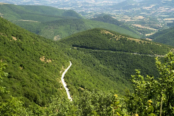 Krajobraz Górski Pobliżu Monte Cucco Fabriano Ancona Marche Włochy Lecie — Zdjęcie stockowe
