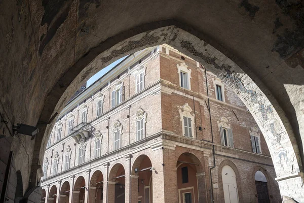 Fabriano Ancona Marken Italien Außenfassade Historischer Gebäude Der Hauptplatz Der — Stockfoto
