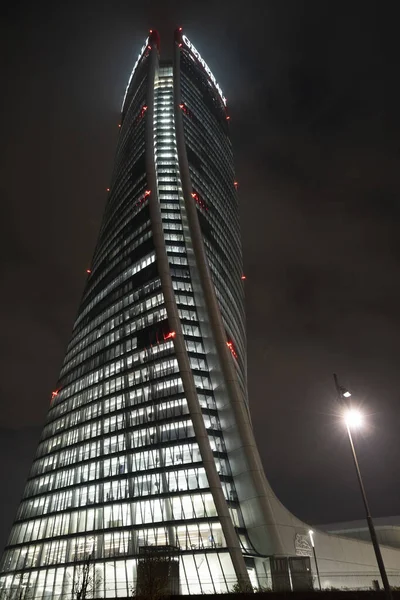 Milán Lombardía Italia Los Modernos Edificios Citylife Por Noche Torre — Foto de Stock