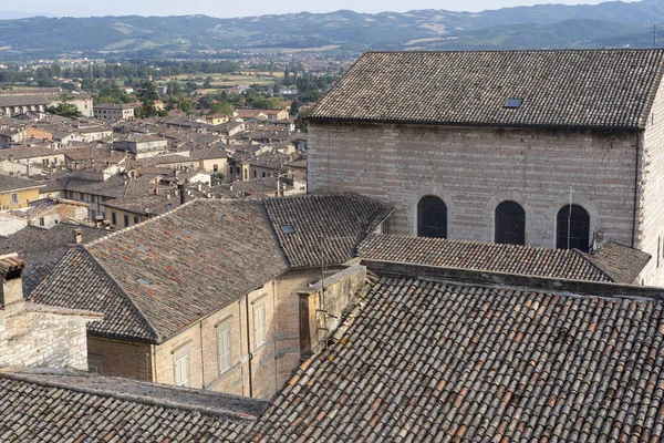 Gubbio Perugia Umbria Talya Ortaçağ Şehrinin Tarihi Binaları Çatı — Stok fotoğraf