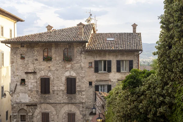 Gubbio Perugia Umbria Ιταλία Ιστορικά Κτίρια Της Μεσαιωνικής Πόλης — Φωτογραφία Αρχείου