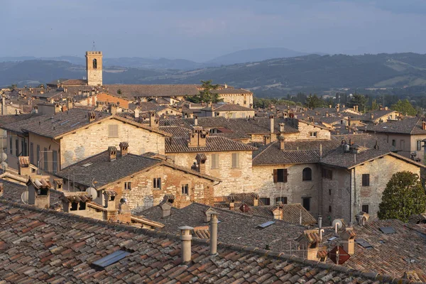 Gubbio Perugia Umbria Itálie Historické Budovy Středověkého Města Střechy — Stock fotografie