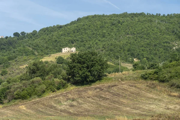 Sommarlandskap Längs Vägen Från Gubbio Till Umbertide Perugia Umbrien Italien — Stockfoto