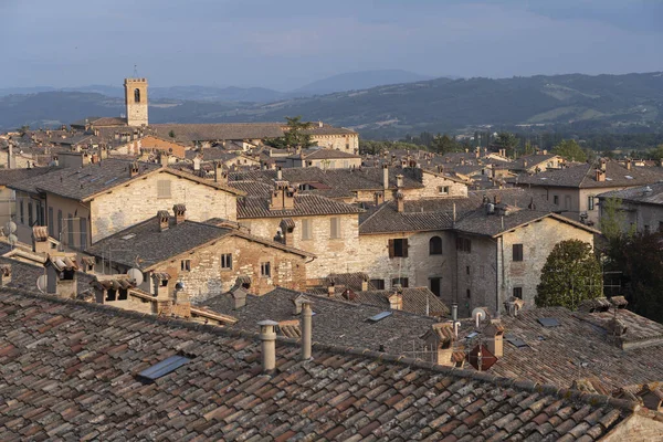 Gubbio Perugia Umbria Olaszország Középkori Város Történelmi Épületei Tetők — Stock Fotó