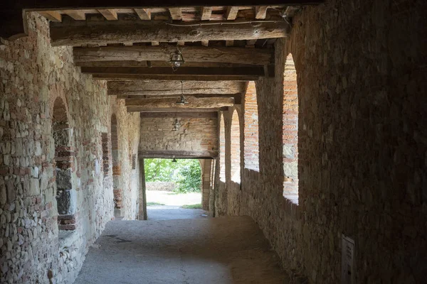 Vecchia Strada Coperta Tipica Citerna Storico Borgo Provincia Arezzo Toscana — Foto Stock