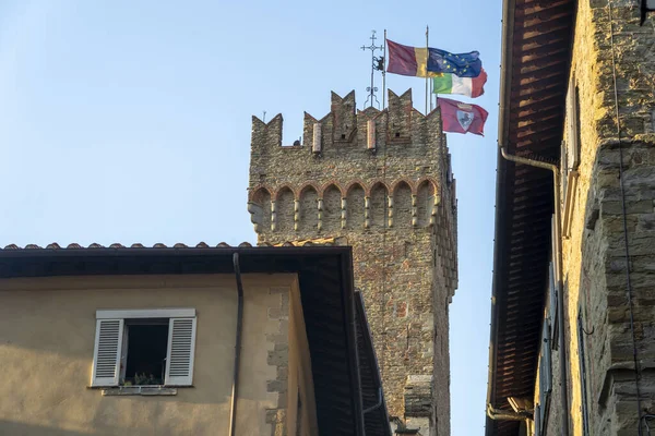 Historic Buildings Arezzo Tuscany Italy Tower Palazzo Dei Priori — Stock Photo, Image